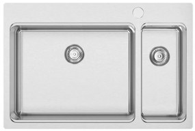 Lavello semincasso 2 vasche RODI Una 72 L 50.5 x L 75.5 cm argento