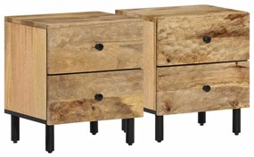Comodini 2pz 40x33x46 Cm İn Legno Massello Di Mango /