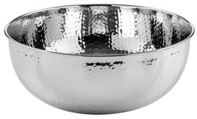 Lavabo da appoggio Lavandino da appoggio in ottone cromato martellato. CIPI tondo in acciaio argento lucido piletta non inclusa