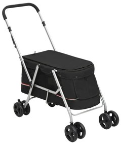 Passeggino Per Cani Pieghevole Nero 100x49x96cm Tessuto Di Lino /