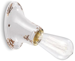 Applique Vintage Senza Diffusore Ceramica Bianco 1 Luce E27