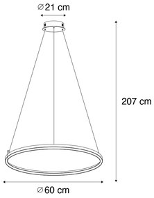 Lampada a sospensione bronzo 60 cm con LED dimmerabile a 3 livelli - Girello