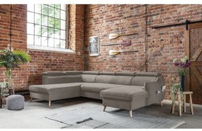 Divano letto angolare a U in velluto marrone chiaro (angolo sinistro) Sweet Harmony - Miuform