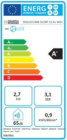 Olimpia Splendid-02141 Dolceclima Silent 12 A+ WiFi, Climatizzatore Portatile 3-in-1 Raffrescamento,Ventilazione,Deumidificazione, Condizionatore 12.000 BTU/h, 2.7kW, Gas R290–per ambienti fino a 95m³