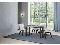 Tavolo da Pranzo Tecno Double 120x45 apertoAllungato120x90200x90 in Nobilitato e Ferro Colore: Cemento