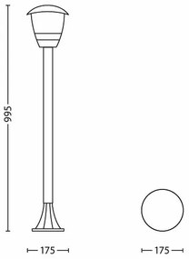 Philips 15383/30/16 - Lampada da esterno MYGARDEN CREEK 1xE27/60W/230V nero