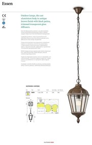 Redo 9656 - Lampada da parete per esterni ESSEN 1xE27/70W/230V IP44 marrone/patina