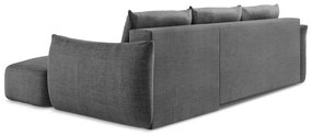 Divano angolare grigio scuro allungabile (con penisola a destra/con chaise lounge) Leila – Makamii