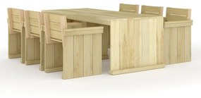 Set da pranzo per giardino 7 pz in legno di pino impregnato