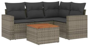 Set divano da giardino 5 pz con cuscini grigio in polyrattan