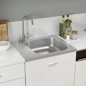 Lavello Da Cucina Con Scarico Argento 600x500x155 Mm Acciaio /