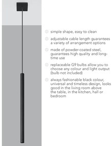 Apparecchio a sospensione nero Singolo Fideus - Sollux