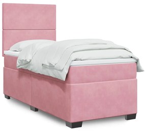 Giroletto A Molle Con Materasso Rosa 100x200 Cm İn Velluto /