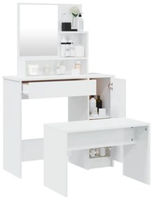 Set tavolo da toeletta bianco lucido 86,5x35x136 cm