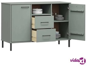 vidaXL Credenza Gambe Metallo Grigio 113x40x77 cm Legno Massello OSLO