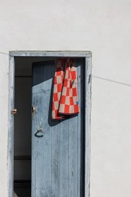 Asciugamano tipo terry arancione/beige in cotone organico 50x90 cm Retro – Mette Ditmer Denmark