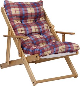 Poltrona in legno pieghevole 3 posizioni - cuscino tessuto Bordeaux