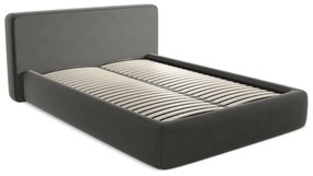 Letto matrimoniale imbottito grigio scuro con contenitore con griglia 180x200 cm Kiana - Makamii