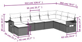 Set Divani da Giardino con Cuscini 8 pz Nero in Polyrattan