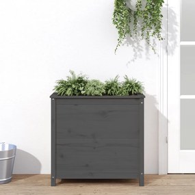 Fioriera Da Giardino Grigia 82,5x40x78cm Legno Massello Di Pino /