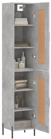 Credenza grigio cemento 34,5x34x180 cm in legno multistrato