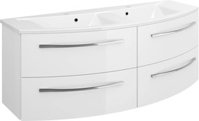 Mobile da bagno sospeso sotto lavabo L 130 x H 48 x P 48 cm bianco lucido, 4 cassetti PELIPAL Image