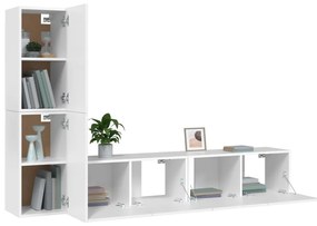 Set di mobili porta tv 4 pz bianco in legno multistrato