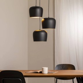 Opviq Lampada a sospensione Berceste N-1413, nera, metallo a 3 luci rotonda