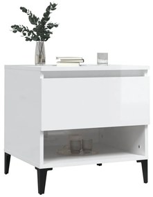 Tavolini 2pz bianco lucido 50x46x50 cm in legno multistrato