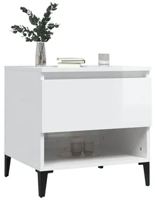 Tavolini 2pz bianco lucido 50x46x50 cm in legno multistrato