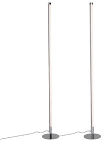 Set di 2 lampade da terra moderne a LED cromate - Line-up