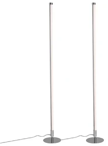 Set di 2 lampade da terra moderne a LED cromate - Line-up