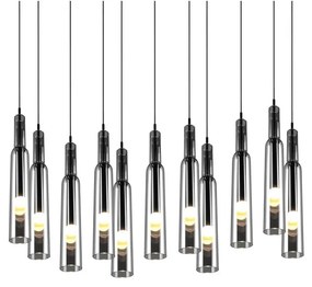 Apparecchio a sospensione a LED con paralume in vetro in argento Lucent - Trio Select