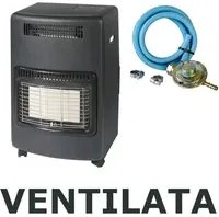 Stufa a Gas Infrarossi Ventilata fino a 4,1 Kw Antiribaltamento + Regolatore GAS