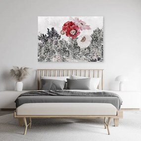 Quadro su tela, Poppie rosse dipinte in giardino  Dimensioni 60x40