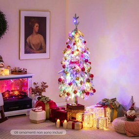 Costway Albero di Natale con 320 punte 160 luci LED 11 modalità e 2 colori di illuminazione, Albero Natale innevato 150cm