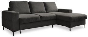 Divano letto angolare in velluto a coste grigio scuro (angolo destro) Lofty Lilly - Miuform