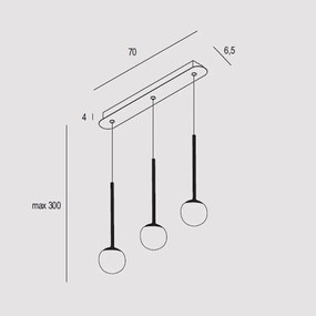 Sospensione Contemporanea Lollypop Rosone Rett. Metallo Nero Led 21W