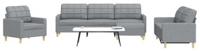 Set Di Divani 4 Pz Con Poggiapiedi Grigio Chiaro İn Tessuto /