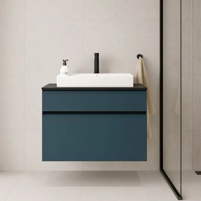 Mobile da bagno sotto lavabo Fusion blu opaco L 99.5 x H 60 x P 45.5 cm 2 cassetti, lavabo non incluso