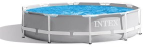 Intex - 26702NP – Piscina Fuori Terra Prisma Frame Rotonda, Pompa Filtro 1250 L/h, 4485 l, Acciaio e pvc, Grigio, 305x76 cm