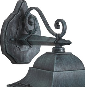 Lanterna da parete vintage per esterni nera con verde antico IP44 - Antigua Down