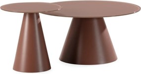 Set di tavolini da salotto rotondi marroni con piano in vetro 2 pz ø 80 cm Vida – MOME