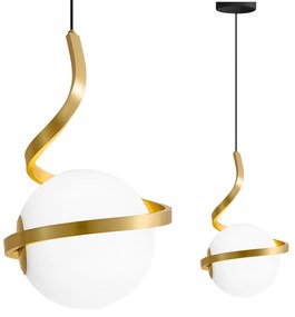 LAMPADA A SOSPENSIONE A SPIRALE CON SFERA IN VETRO APP1733-1CP ORO