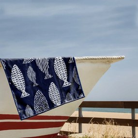 Telo mare blu scuro 90x180 cm Fish - DecoKing