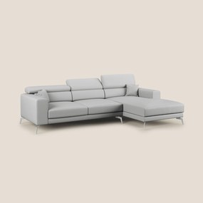 Blade Divano moderno angolare con poggiatesta reclinabili in Ecopelle T04 grigio chiaro