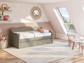 Letto divano a scomparsa 2 x 90 x 190 cm Velluto Beige - LENVIA
