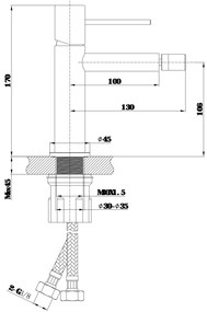 Coppia rubinetti lavabo e bidet in ottone nero opaco con flessibili Hidden