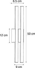 Applique da parete esterna moderna nera con LED 2 luci IP54 - Jamal