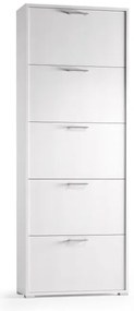 Scarpiera 5 ante a ribalta singola prof L 67 x H 184 x P 18 cm 15 paia, bianco